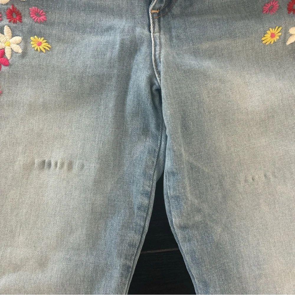 Alice + Olivia, High Wasted, Floral Embroidered Flare Jeans - Picture 7 of 13